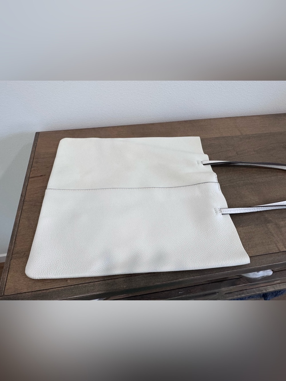 BR Minimal White Leather Tote Bag